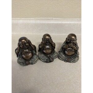 Ebros Small Charm Wise See Hear Speak No Evil Lucky Buddha Statues 4"Tall